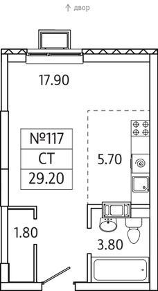 Продажа квартиры-студии 29,2 м², 14/20 этаж