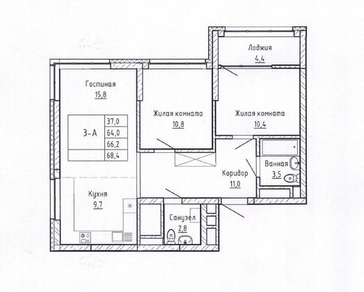 Продажа 3-комнатной квартиры 64,8 м², 14/16 этаж