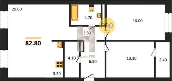 Продажа 2-комнатной квартиры 82,8 м², 8/8 этаж