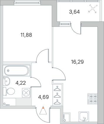 Продажа 1-комнатной квартиры 38,9 м², 7/8 этаж