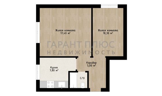 Продажа 2-комнатной квартиры 41,3 м², 2/2 этаж