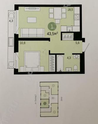 Продажа 1-комнатной квартиры 39 м², 3/7 этаж