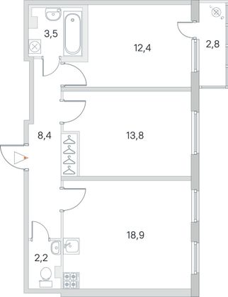 Продажа 2-комнатной квартиры 60 м², 1/4 этаж