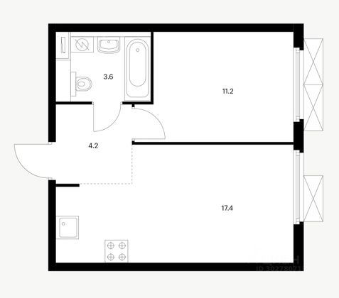 Продажа 1-комнатной квартиры 36,4 м², 11/33 этаж