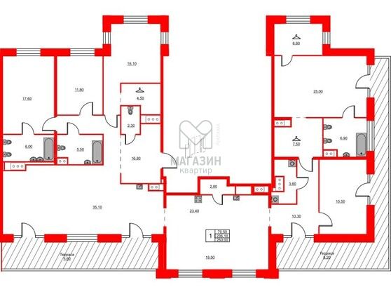 Продажа многокомнатной квартиры 251 м², 9/9 этаж