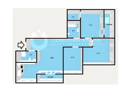 Продажа 4-комнатной квартиры 114,9 м², 4/4 этаж