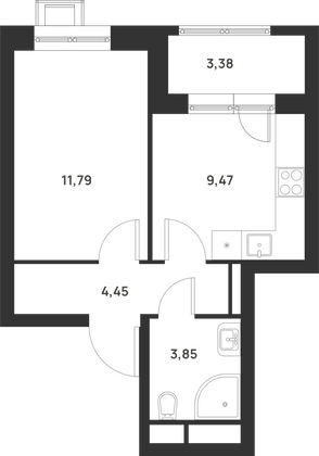 31,3 м², 1-комн. квартира, 3/29 этаж