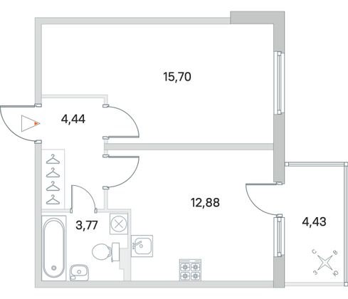 Продажа 1-комнатной квартиры 38,1 м², 1/4 этаж