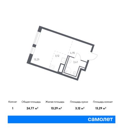 24,8 м², студия, 6/11 этаж