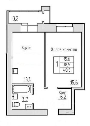 Продажа 1-комнатной квартиры 40,9 м², 10/10 этаж