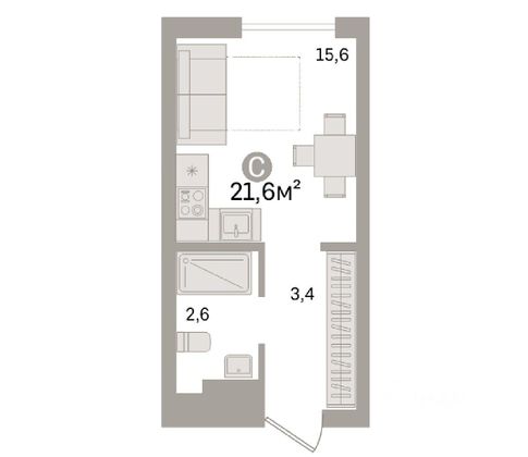Продажа квартиры-студии 21,6 м², 3/52 этаж
