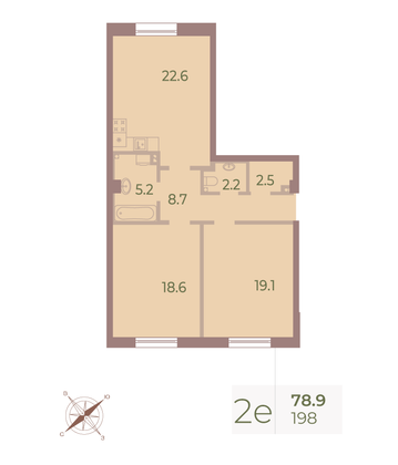 Продажа 2-комнатной квартиры 78,9 м², 2/9 этаж