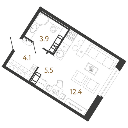 25,9 м², студия, 7/14 этаж