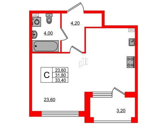 Продажа квартиры-студии 32,1 м², 1/10 этаж