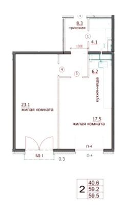 Продажа 2-комнатной квартиры 59,5 м², 11/18 этаж