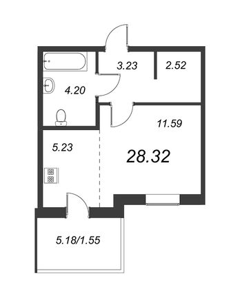 Продажа квартиры-студии 28,3 м², 5/5 этаж