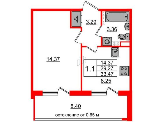 Продажа 1-комнатной квартиры 29,3 м², 4/4 этаж