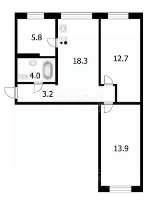 Продажа 3-комнатной квартиры 57,7 м², 1/4 этаж