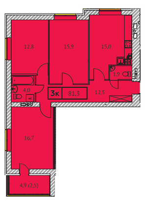 Продажа 3-комнатной квартиры 81,3 м², 1/9 этаж