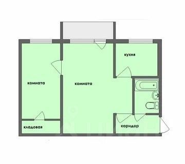 Продажа 2-комнатной квартиры 45,3 м², 1/5 этаж