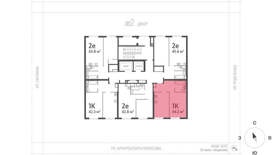 Продажа 1-комнатной квартиры 44,3 м², 13/14 этаж