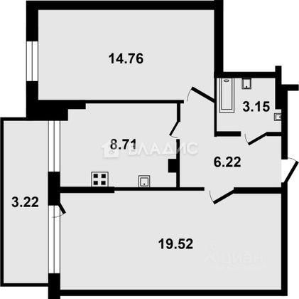 Продажа 2-комнатной квартиры 55,6 м², 7/19 этаж