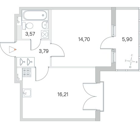 Продажа 1-комнатной квартиры 40 м², 3/4 этаж