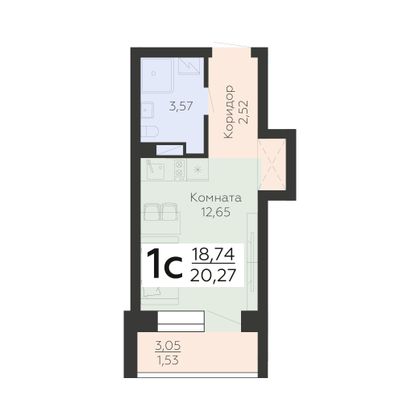 Продажа 1-комнатной квартиры 20,3 м², 16/24 этаж