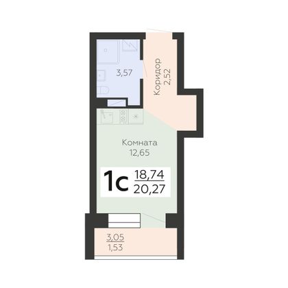 Продажа 1-комнатной квартиры 20,3 м², 15/24 этаж