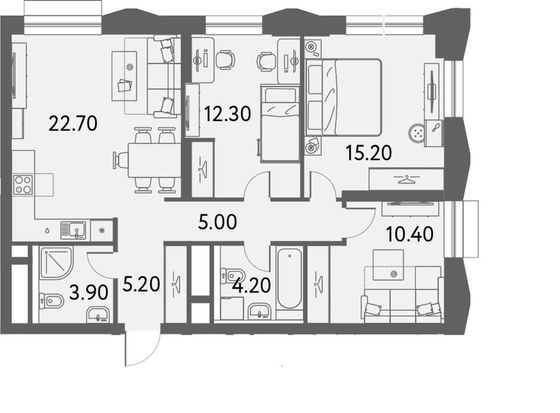 Продажа 3-комнатной квартиры 78,9 м², 14/26 этаж