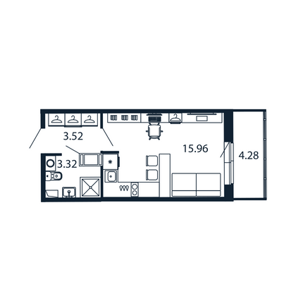 Продажа квартиры-студии 24,1 м², 6/12 этаж