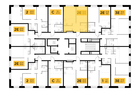 Продажа 2-комнатной квартиры 42 м², 14/23 этаж