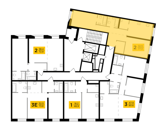 Продажа 2-комнатной квартиры 77,3 м², 10/14 этаж