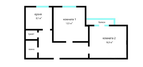 Продажа 2-комнатной квартиры 48,3 м², 3/5 этаж