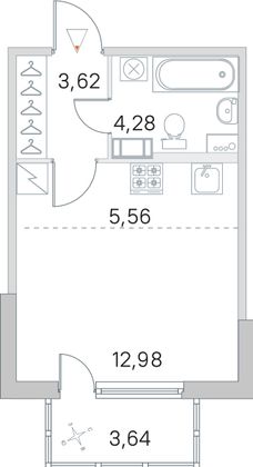 Продажа квартиры-студии 27,5 м², 5/5 этаж