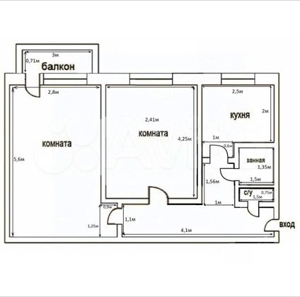 Продажа 2-комнатной квартиры 43,9 м², 2/5 этаж