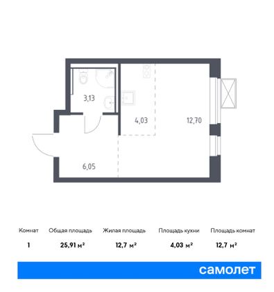 25,9 м², студия, 9/12 этаж