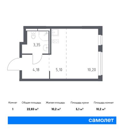 22,8 м², студия, 12/17 этаж