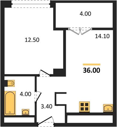 Продажа 1-комнатной квартиры 36 м², 21/31 этаж