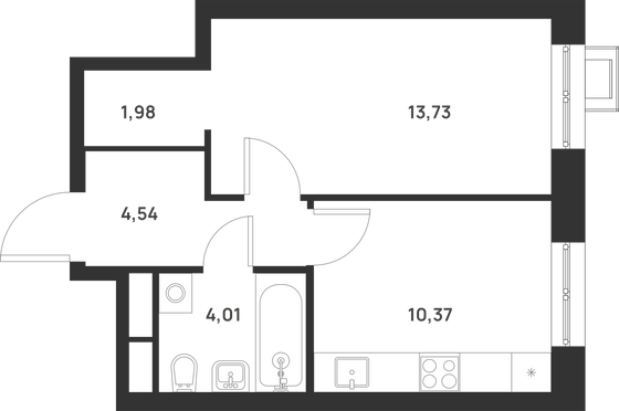 34,5 м², 1-комн. квартира, 3/29 этаж