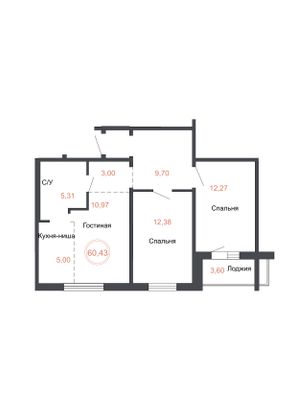 Продажа 2-комнатной квартиры 60,4 м², 4/17 этаж