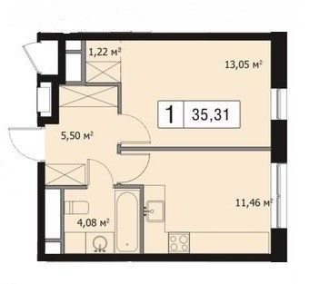 Продажа 1-комнатной квартиры 35 м², 3/23 этаж