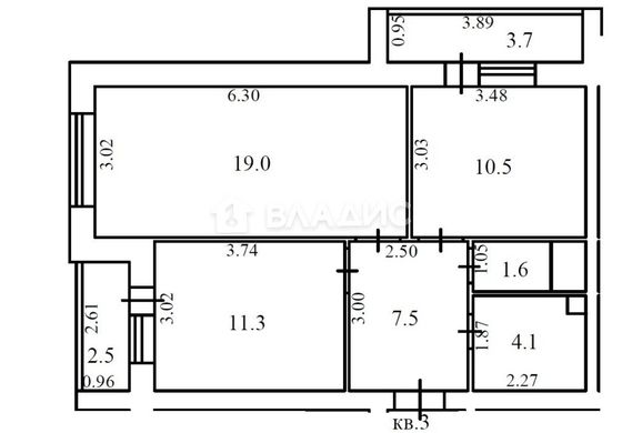 Продажа 2-комнатной квартиры 57,1 м², 1/8 этаж