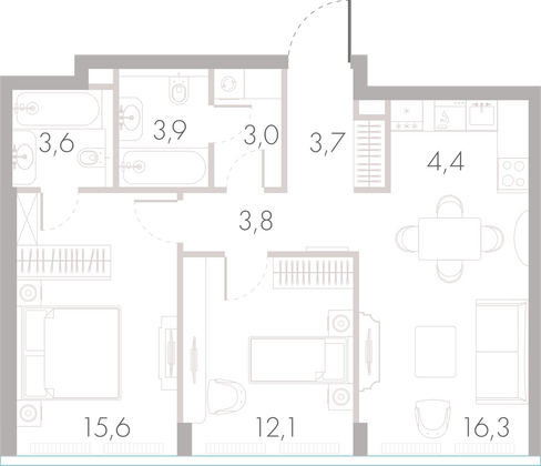 Продажа 2-комнатной квартиры 66,4 м², 35/45 этаж