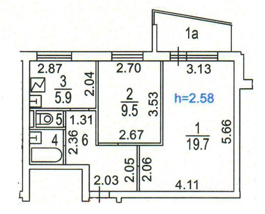 Продажа 2-комнатной квартиры 46 м², 1/9 этаж