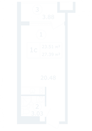 Продажа квартиры-студии 27,4 м², 9/12 этаж