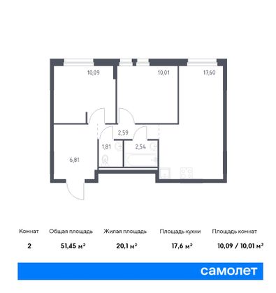 32,1 м², 1-комн. квартира, 10/15 этаж