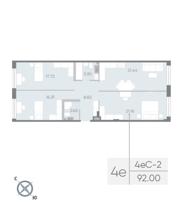 Продажа 3-комнатной квартиры 92 м², 4/8 этаж