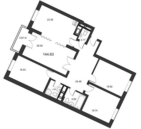 Продажа 4-комнатной квартиры 144,2 м², 21/24 этаж