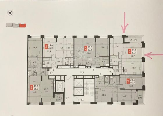 Продажа 2-комнатной квартиры 57,4 м², 21/23 этаж